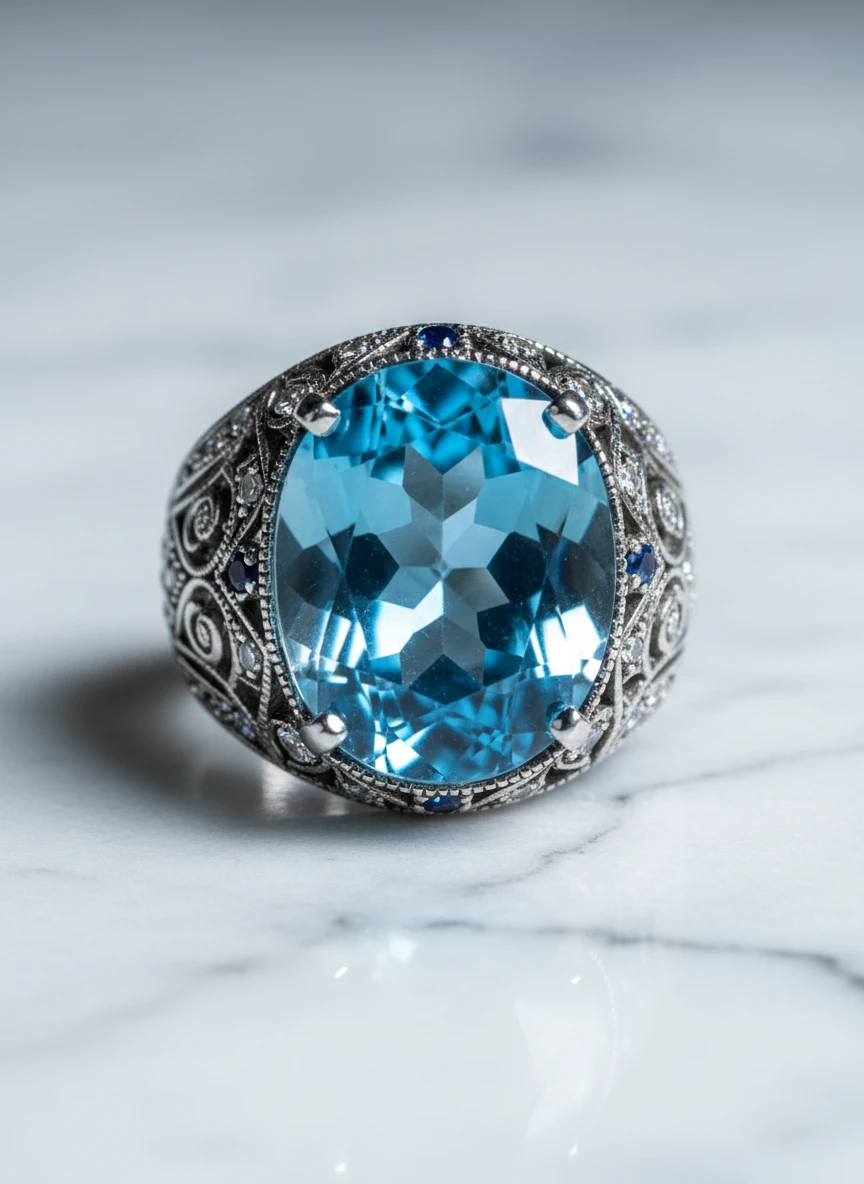 Blue Topaz Cocktail Ring