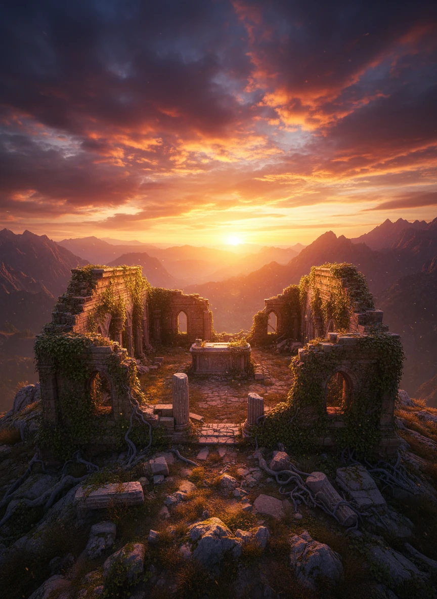 Hilltop Ruins at Dusk