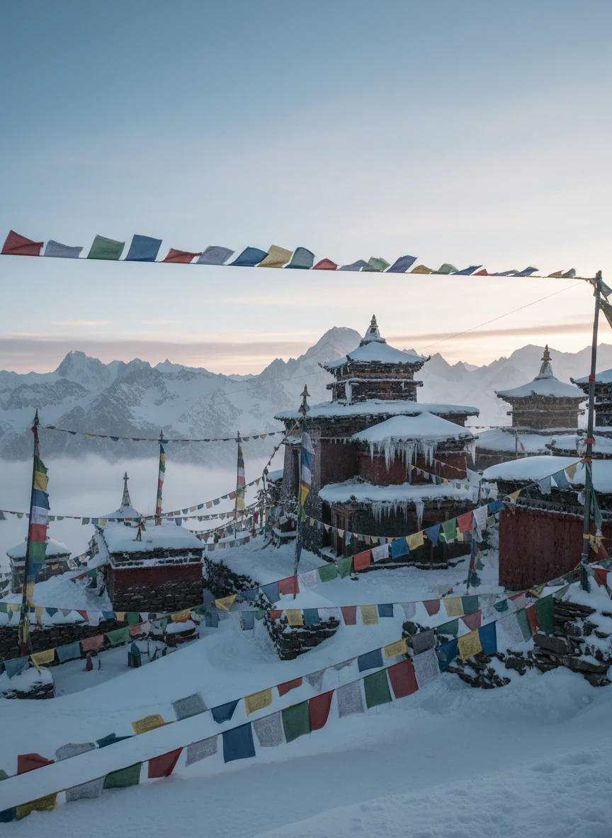Snow Covered Peak Temple