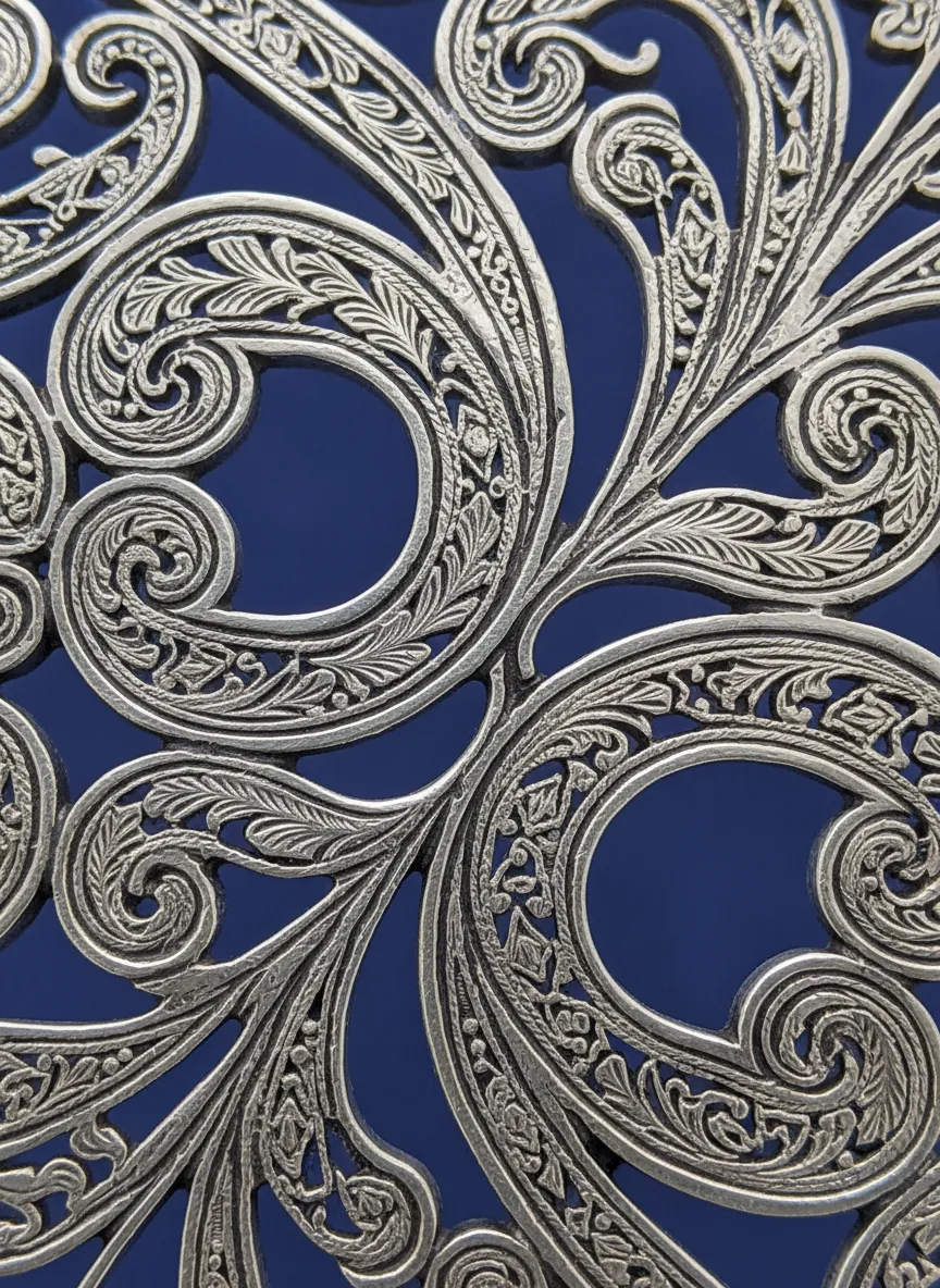 filigree silver scrollwork